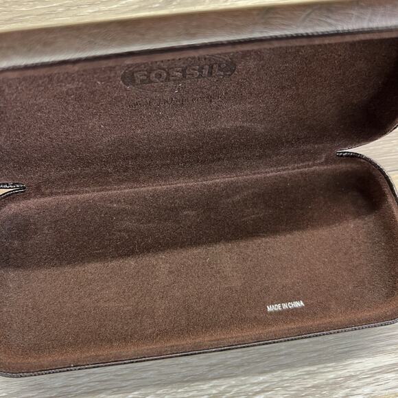 Fossil Sunglasses Case Brown Clamshell Hard Case Eyeglasses - JL490 - Picture 5 of 5